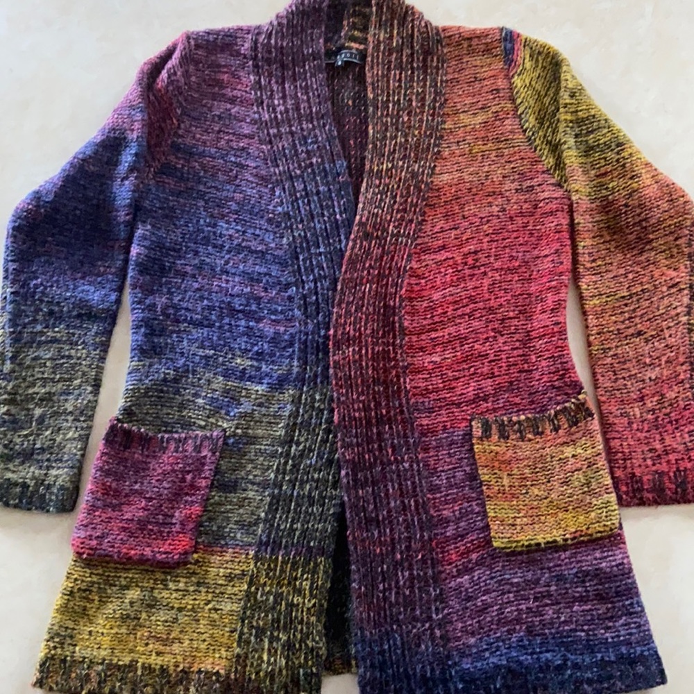 Rainbow sweater open front cardigan